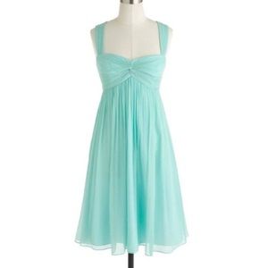 J. Crew seafoam green silk dress.